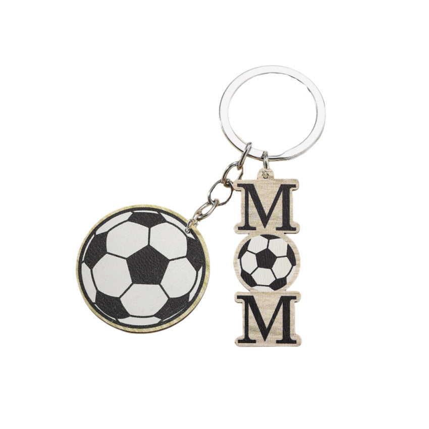 Wholesale Rugby Football Basketball Wooden Keychain